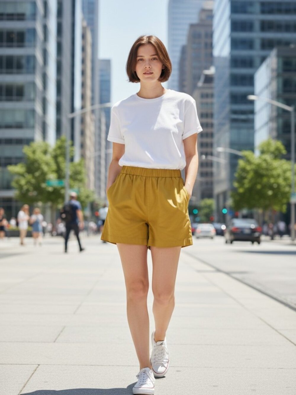 995 WOMENS MEDIUM MUSTARD YELLOW HI-WAIST SHORTS BY INDIGO THREAD